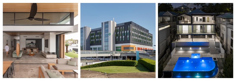 A collage of the three Major category winners at the 2024 Brisbane H&C Awards